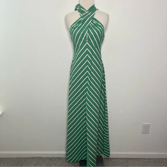 STAUD | Dresses | Staud Dawn Striped Stretchcotton Halter Maxi Dress S |  Poshmark